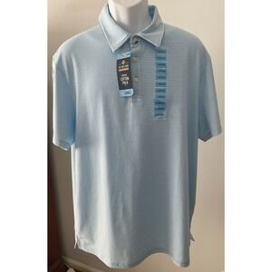 NWT Men's Members Mark Blue Stripe Cotton Polo Size Medium